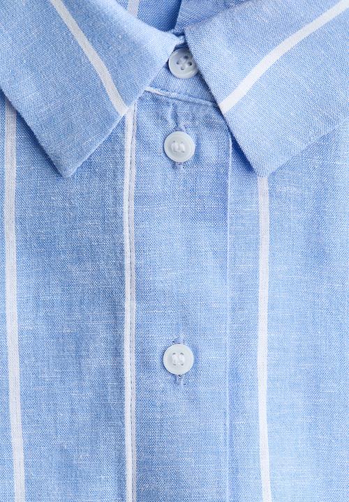 H&M - Oversized linen-blend shirt - light blue/striped