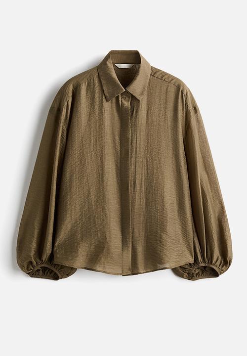 H&M - Linen-blend blouse - khaki green