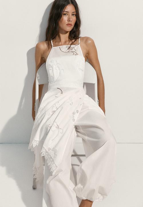 H&M - Cotton balloon trousers - ivory