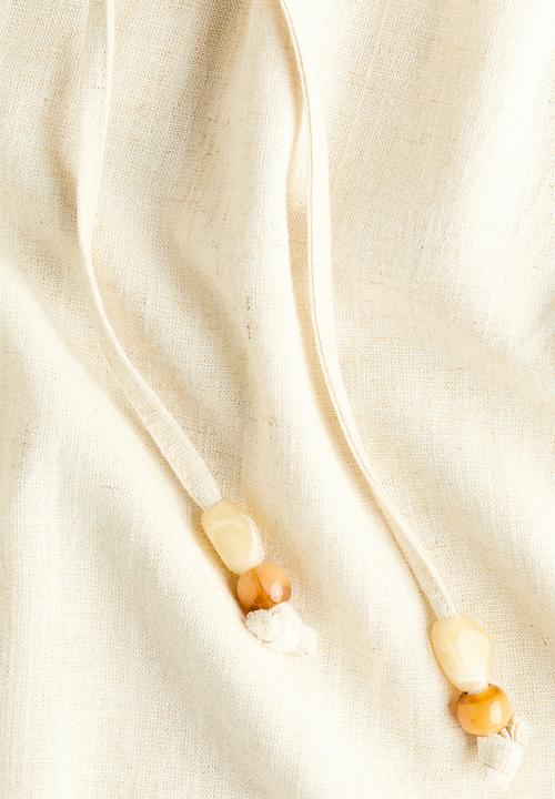 H&M - Linen-blend drawstring trousers - light beige