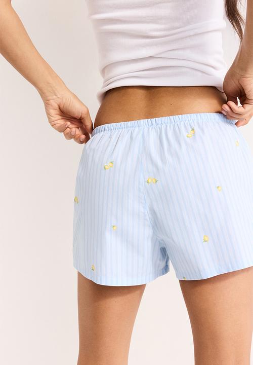 H&M - 2-pack pyjama shorts - light blue/white