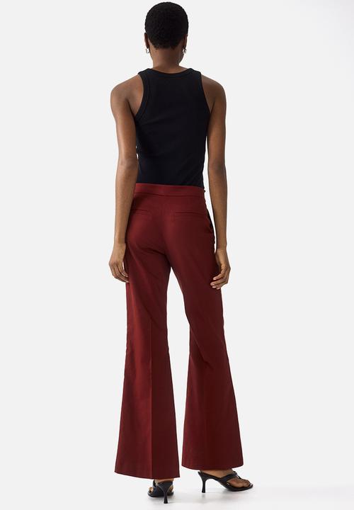 H&M - Linen-blend tailored trousers - dark red