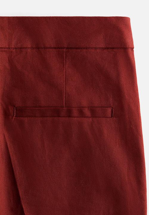 H&M - Linen-blend tailored trousers - dark red