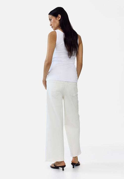 H&M - Mama wide low waist ankle jeans - white
