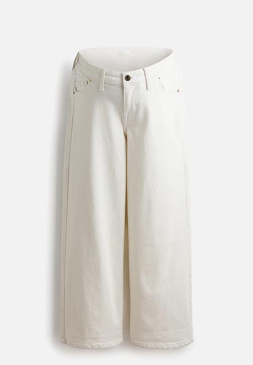 H&M - Mama wide low waist ankle jeans - white