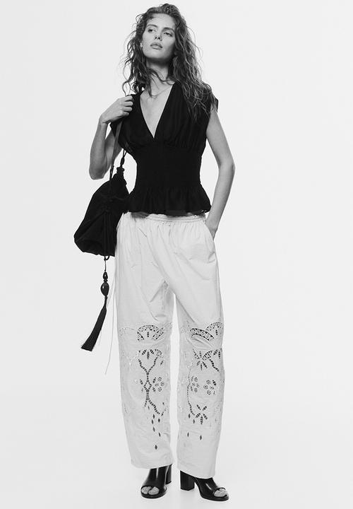 H&M - Smocked top - black