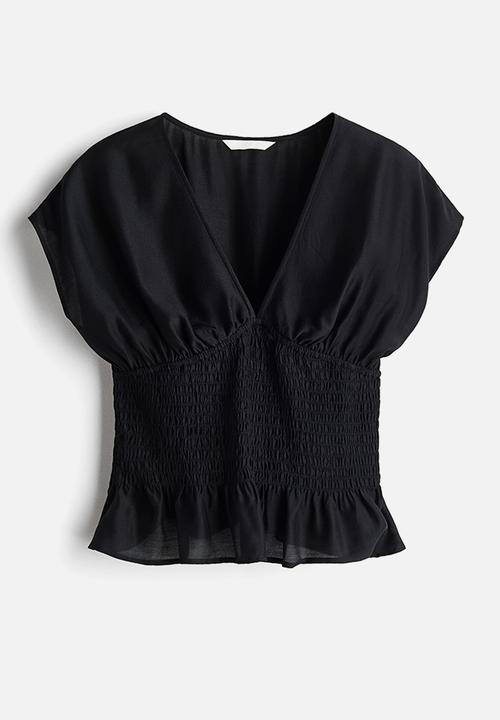 H&M - Smocked top - black