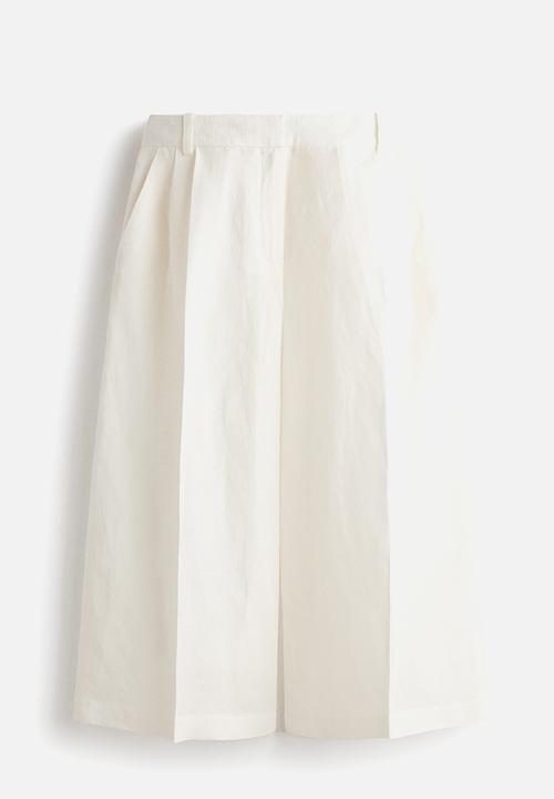 H&M - Wide linen-blend culottes - ivory