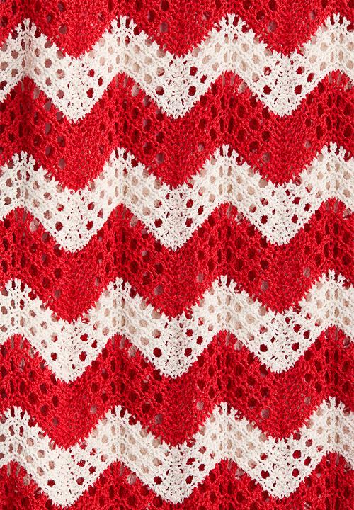 H&M - Crochet-look jacquard jersey trousers - white/red striped