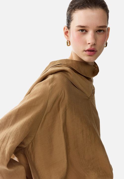 H&M - Scarf-collar blouse - dark beige