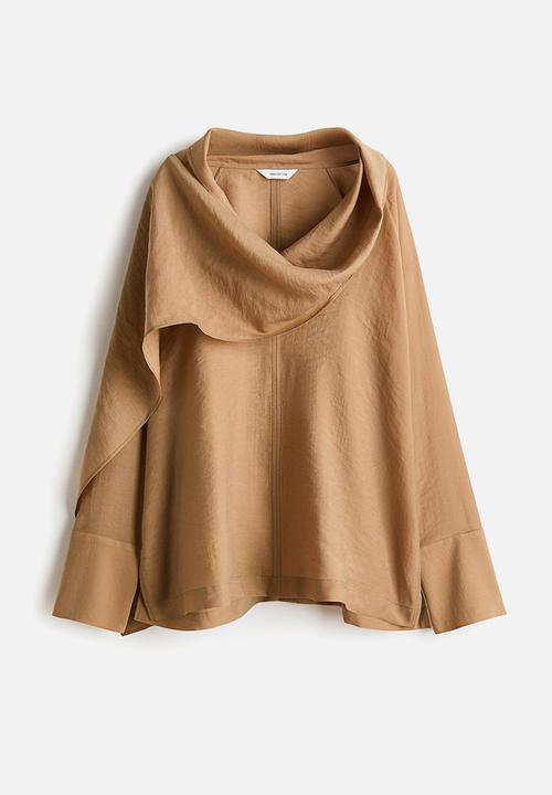 H&M - Scarf-collar blouse - dark beige