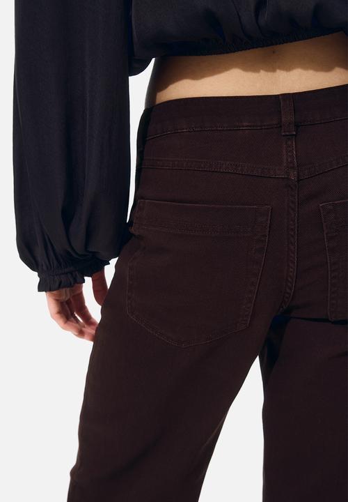 H&M - Wide twill trousers - dark brown