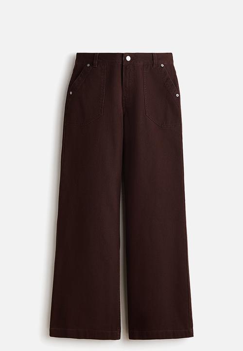 H&M - Wide twill trousers - dark brown