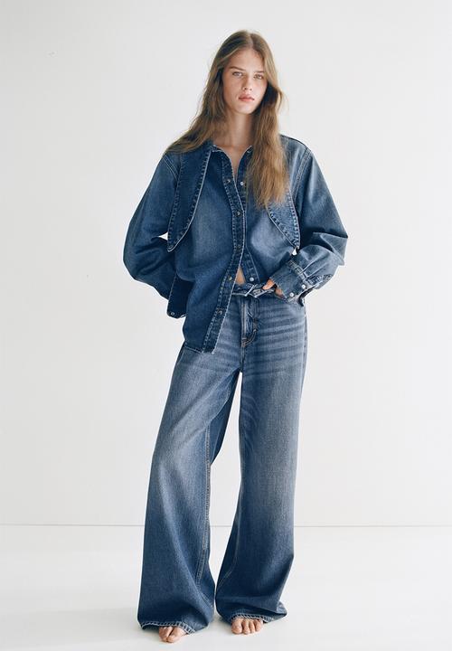 H&M - Bow-collar denim shirt - denim blue