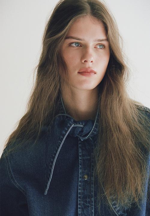 H&M - Bow-collar denim shirt - denim blue