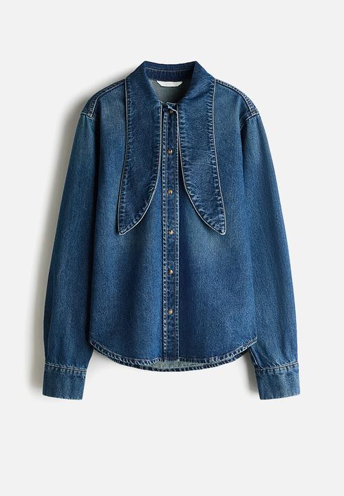 H&M - Bow-collar denim shirt - denim blue