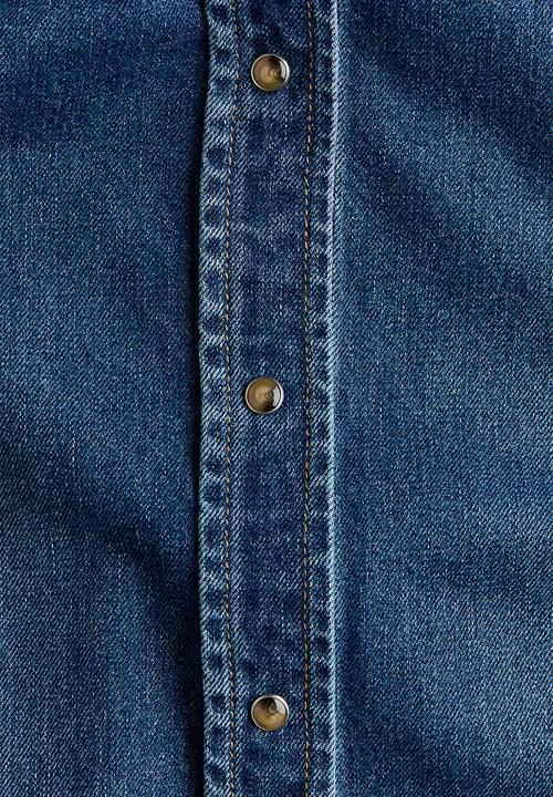 H&M - Bow-collar denim shirt - denim blue