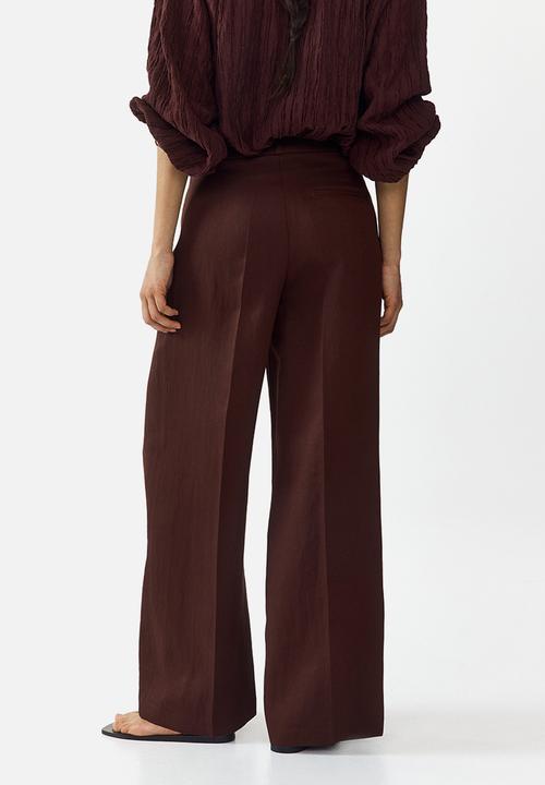 H&M - Wide tailored trousers - dark rust brown