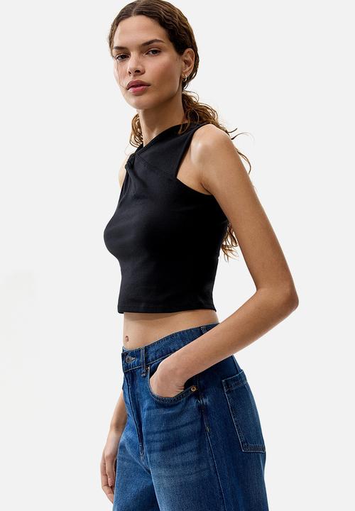 H&M - Link-detail cotton top - black