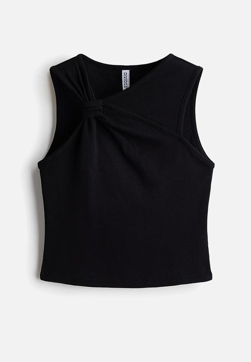 H&M - Link-detail cotton top - black