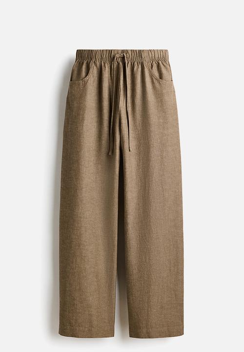 H&M - Straight drawstring trousers - dark beige