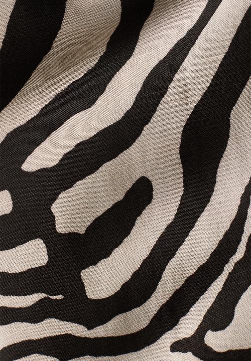H&M - Flared linen-blend trousers - light beige/zebra print