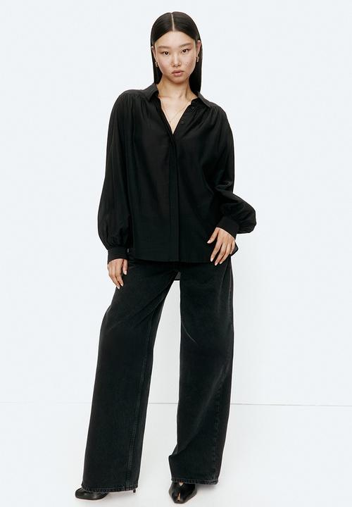 H&M - Gathered blouse - black