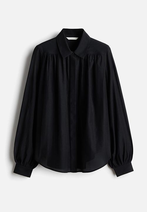 H&M - Gathered blouse - black