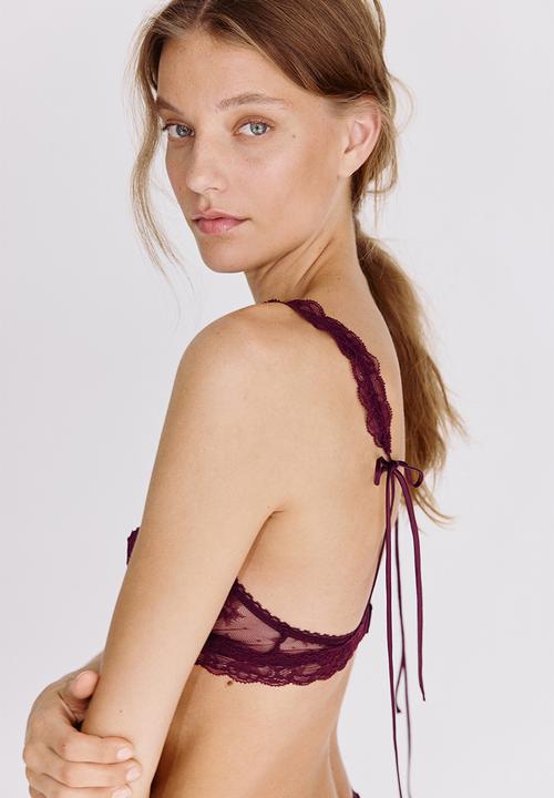H&M - Soft lace bra - dark red