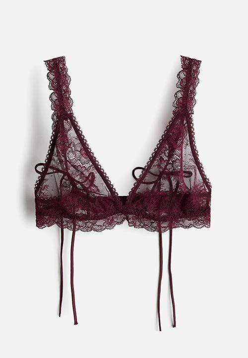 H&M - Soft lace bra - dark red