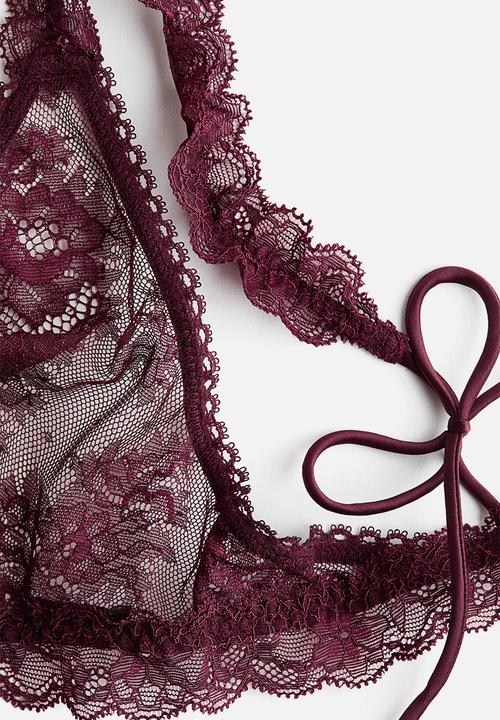 H&M - Soft lace bra - dark red