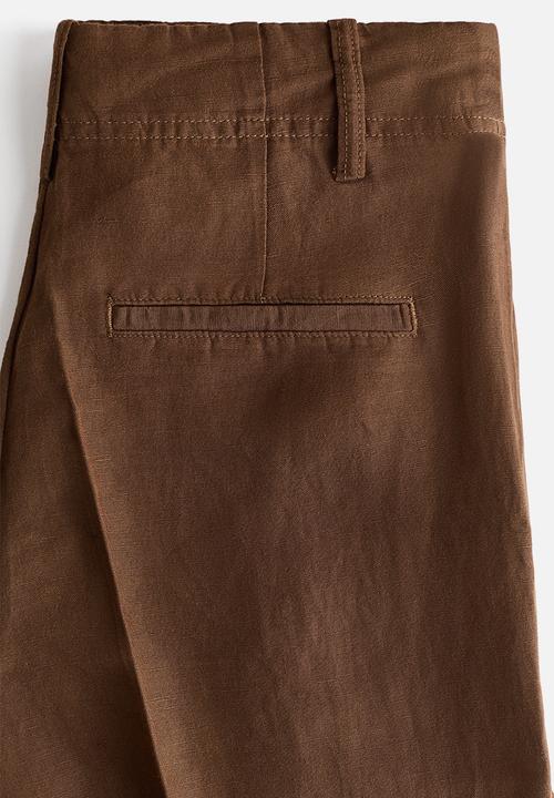 H&M - Tapered linen-blend trousers - brown