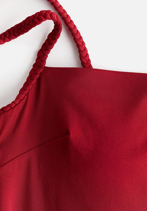 H&M - Padded-cup high leg swimsuit - red