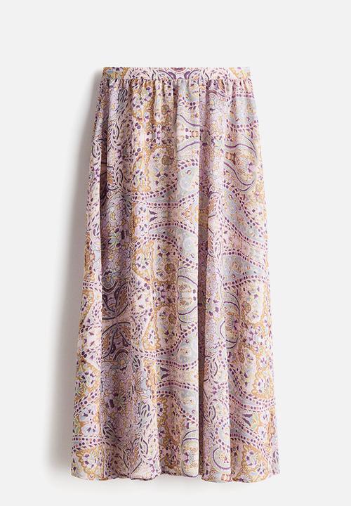 H&M - Loose-fit skirt - light pink/patterned