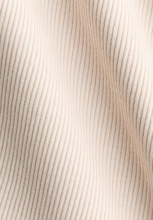 H&M - Rib-knit boat-neck top - light beige