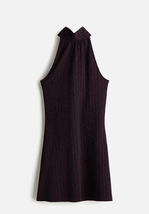 H&M - Crinkled halterneck dress - dark purple