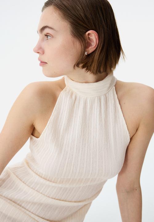 H&M - Crinkled halterneck dress - cream