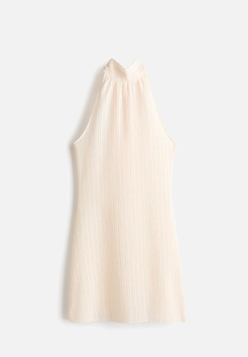 H&M - Crinkled halterneck dress - cream