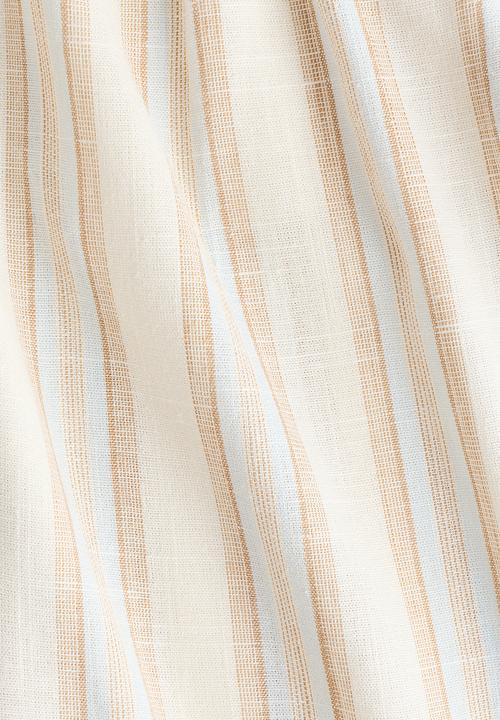 H&M - Wide linen-blend trousers - white/striped