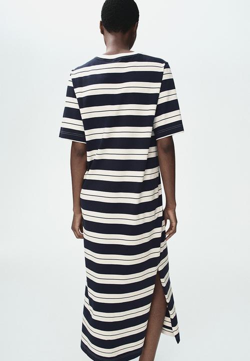 H&M - Long T-shirt dress - navy blue/striped