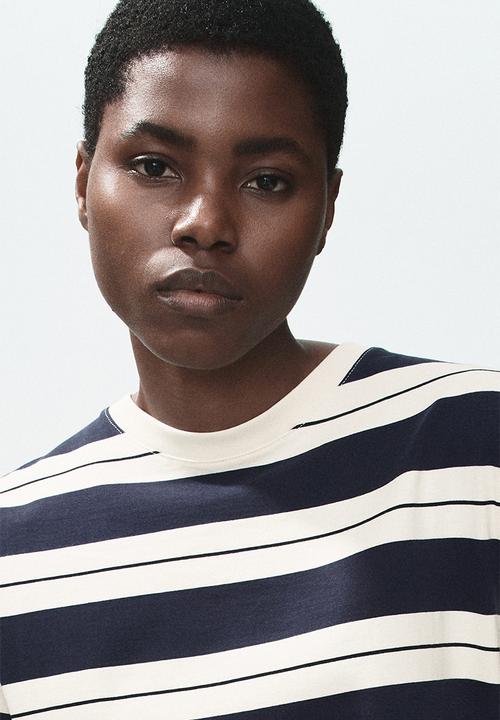 H&M - Long T-shirt dress - navy blue/striped