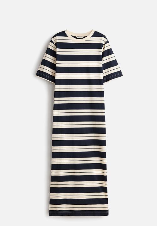 H&M - Long T-shirt dress - navy blue/striped