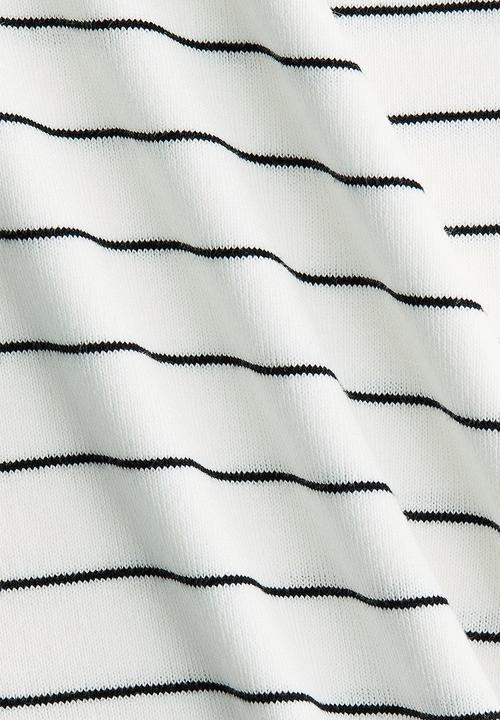 H&M - Fine-knit T-shirt - white/black striped