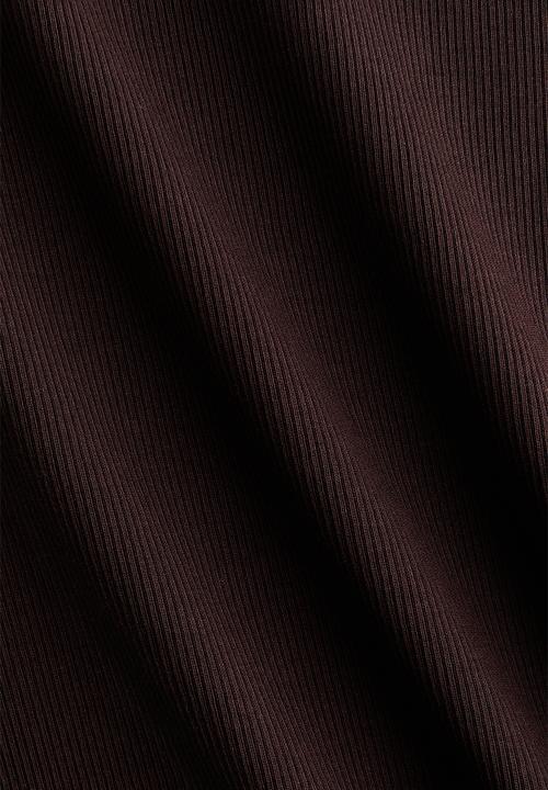H&M - Ribbed scoop-neck T-shirt - dark brown