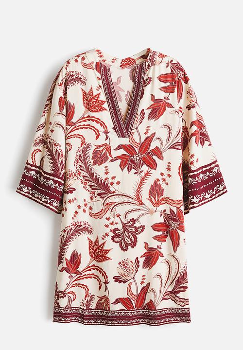 H&M - Viscose tunic dress - light beige/patterned