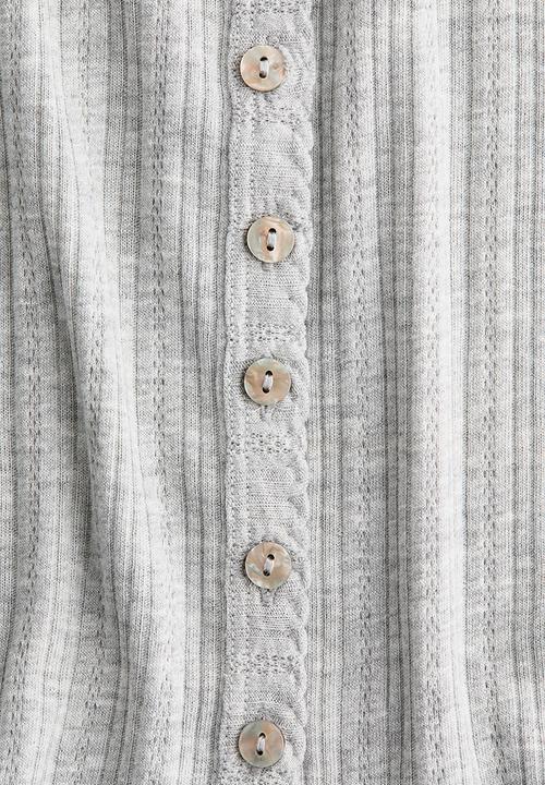 H&M - Pointelle-knit top - light grey marl