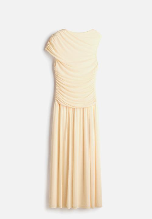 H&M - Draped mesh dress - pale yellow