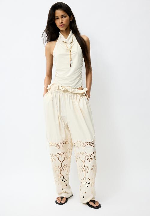 H&M - Gathered halterneck top - light beige
