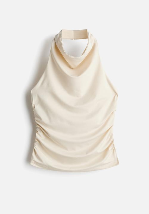 H&M - Gathered halterneck top - light beige
