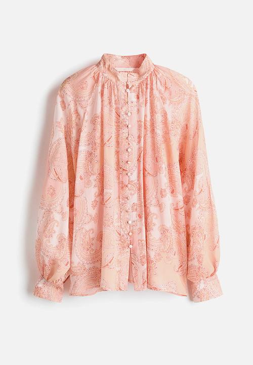 H&M - Oversized lyocell blouse - light pink/paisley pattern